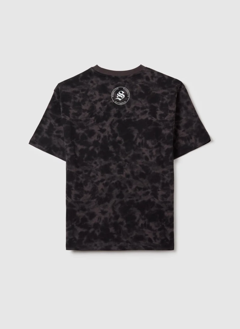 او في اس Tie-Dye Cotton T-Shirt With Harry Potter Print