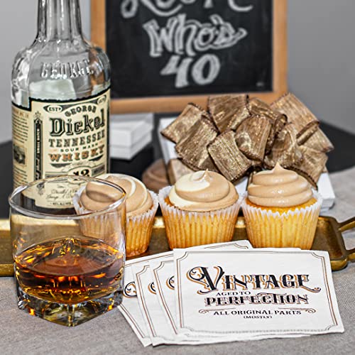 Kitschy Collective 30 Pk, "Vintage - Aged to Perfection" Retro Cocktail 3-Ply Paper Party Napkins for Birthday and Retirement Parties - Image 5