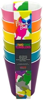 French Bull Melamine 16oz Tumblers  Colorful Assorted Set of 6 Stackable Dishwasher safe BPAfree dringking cups - Image 3