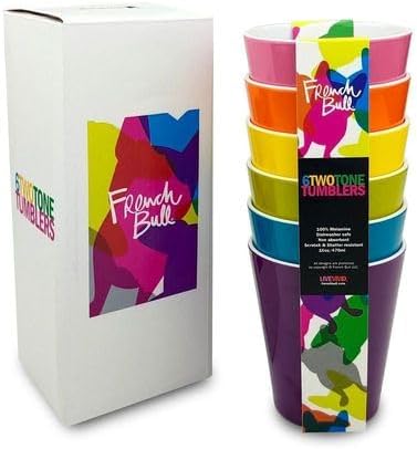 French Bull Melamine 16oz Tumblers  Colorful Assorted Set of 6 Stackable Dishwasher safe BPAfree dringking cups - Image 4