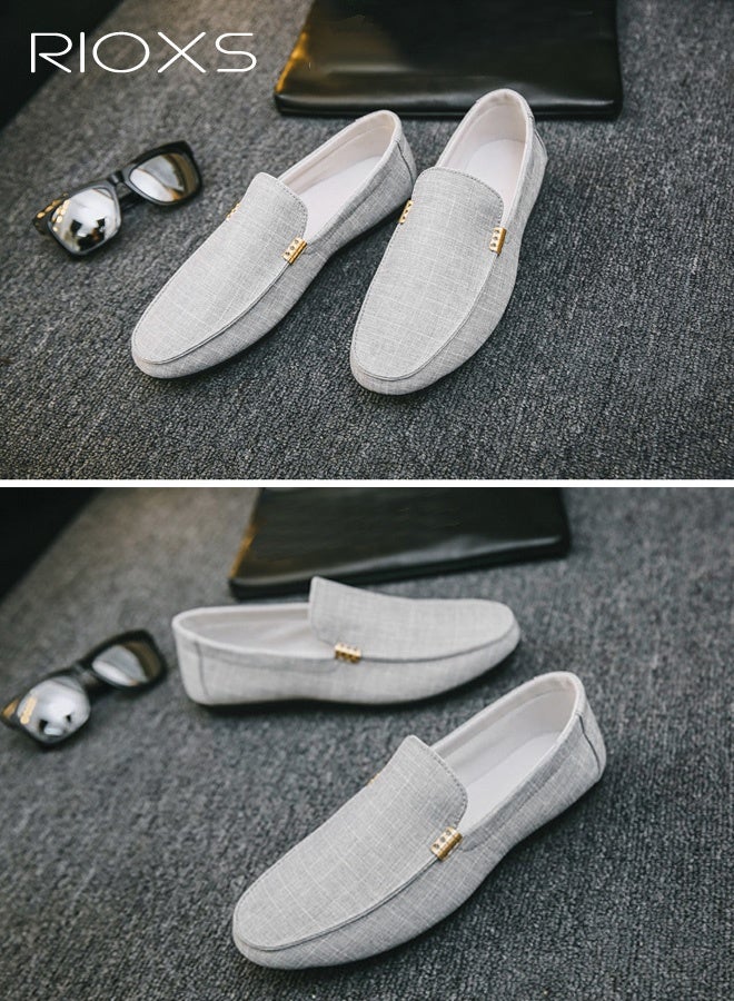 RIOXS Men's Slip-ons Loafers, Classic Formal Casual Flat Loafers, Breathable Driving Shoes, Lightweight Outdoor Boat Shoes, Non-slip Walking Shoes, Mens Comfy Loafers for Office, Fashion Penny Shoes, Simple Flats Matched with Different Outfits, Grey - Image 5