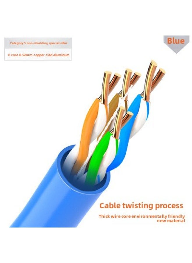 Generic Network Cable Anpu Super Six Class 6 Super Five Household Gigabit Oxygen-free Copper Double Shielded Broadband Monitoring Outdoor POE Network-Color:Super Five  Blue Special Offer-Line Length:20m  - Image 1
