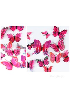 Hanghaijia 12 PCS 3D stereo simulation double layer butterfly living room wall scene decoration wall stickers bedroom room kindergarten creative refrigerator stickers  - Image 2