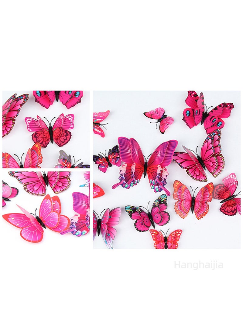 Hanghaijia 12 PCS 3D stereo simulation double layer butterfly living room wall scene decoration wall stickers bedroom room kindergarten creative refrigerator stickers  - Image 2