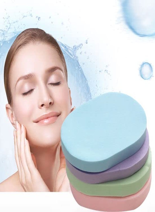 5s Production 4pcs Multicolor Women’s Face Cleansing Sponge Makeup Removing Facial Puff Deep Cleansing Pad for Dry & Wet Use - Image 1