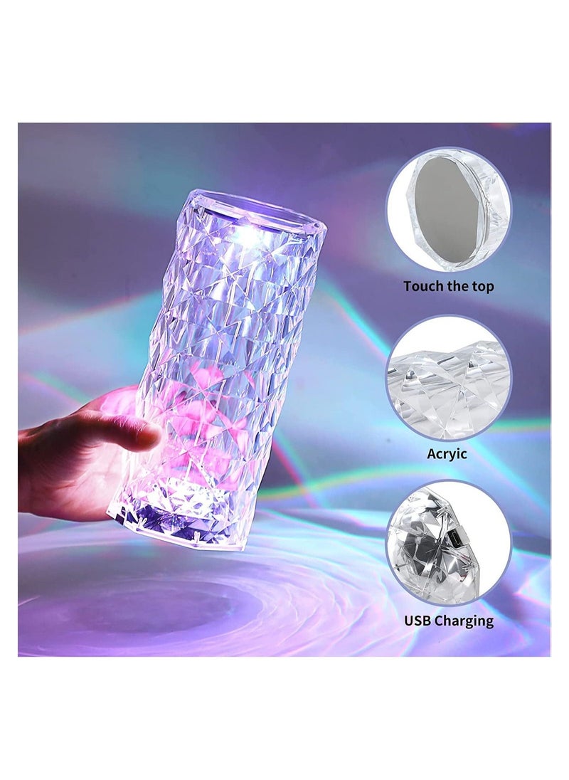ELTRAZONE Crystal Diamond 3D Rose Table Lamp, LED 16 Color changing Night Light with Remote and Touch Control, Built-in Battery USB Rechargeable Desk Lamp - Image 2