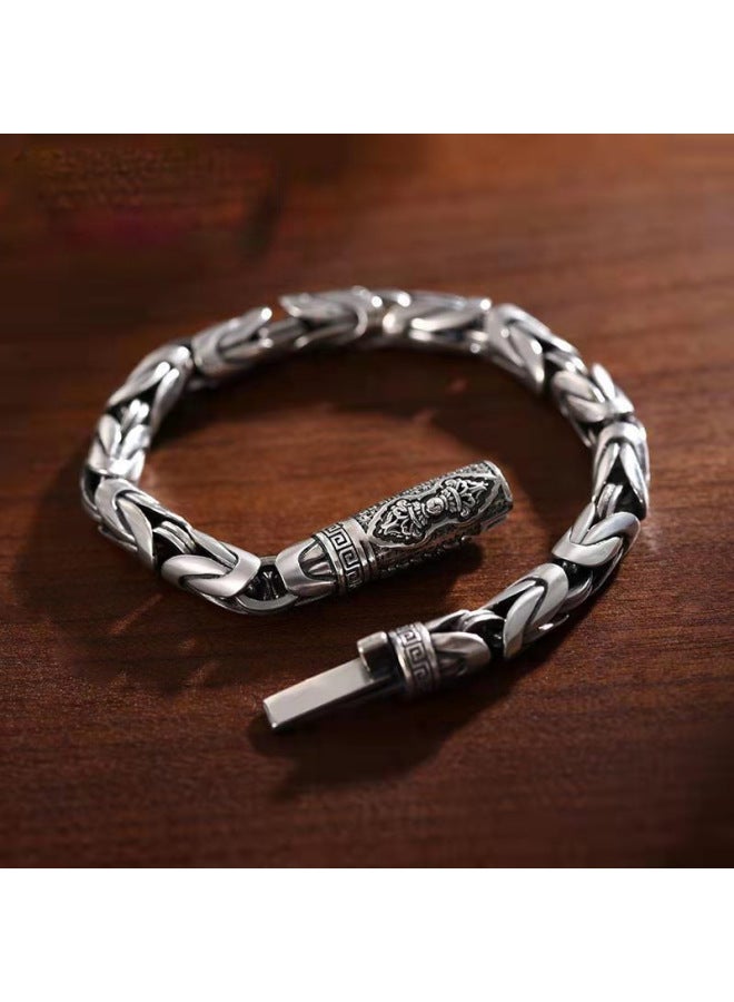 Men's Safe Woven Bracelet Personalized Vajra Trendy Hip-Hop Niche Thai Silver Bracelet - Image 3