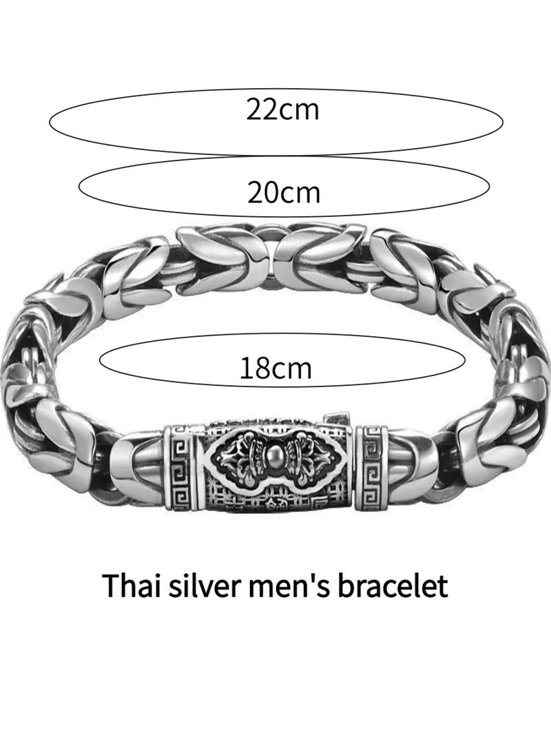 Men's Safe Woven Bracelet Personalized Vajra Trendy Hip-Hop Niche Thai Silver Bracelet - Image 2