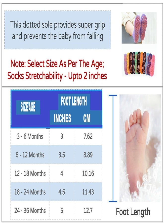 NEOBABY Cotton Anti Slip Grip Dotted Socks for Kids & Babies Boys & Girls 1 Year to 2 Years (Assorted/Random Designs Pack of 6). Multicolor - Image 4