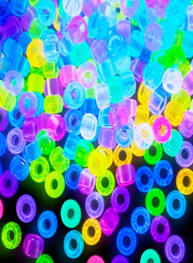 Sunlode Glow in The Dark Pony Beads Bulk, 1000+pcs 6x9mm Hair Beads Rave Kandi Acrylic Beads for Bracelets Neon Luminous Colored Charms Hair Beads for Braids Girls Jewelry Making Crafts Party Supplies - Image 1