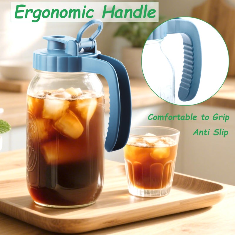 GMAEURL Mason Jar Pitcher With Stainless Steel Filter 64 OZ 2 Pack Wide Mouth Cold Brew Coffee Maker 2 Quart Glass water pitcher with lid Half Gallon Cold hot Tea maker For Lemonade Milk Juice Refrigerator - Image 4