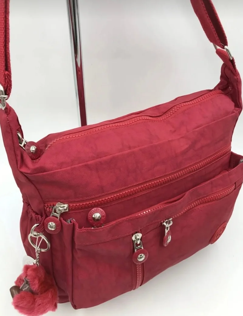 دومينو Fcstore Klinkir Waterproof Red Crinkle Shoulder Bag / Messenger / Crossbody / Multi Pocket