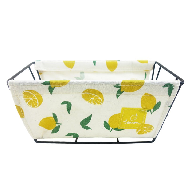 AIPOKE EPOCH Canvas Storage Basket Metal Holder Desk Table Organizer Home Decor Lemon Yellow