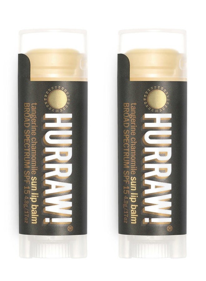 Hurraw! Sun Lip Balm (Zinc Oxide Protection, Broad Spectrum SPF 15, Tangerine, Chamomile), 2 Pack: Organic, Certified Vegan, Gluten Free. Non-GMO, All-Natural. Bee, Shea, Soy & Palm Free. Made in USA - Image 1
