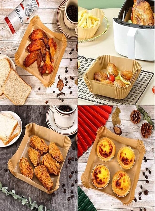 REDUCK 100 PCS Air Fryer Paper Sheets, Disposable Paper Liner for Microwave, Oil-Proof Air Fryer Parchment Paper for Frying, Baking, Cooking, Roasting and Microwave (Square 8 INCH) - Image 5