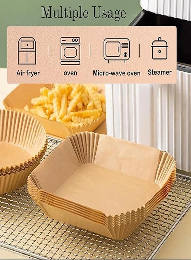 REDUCK 100 PCS Air Fryer Paper Sheets, Disposable Paper Liner for Microwave, Oil-Proof Air Fryer Parchment Paper for Frying, Baking, Cooking, Roasting and Microwave (Square 8 INCH) - Image 4