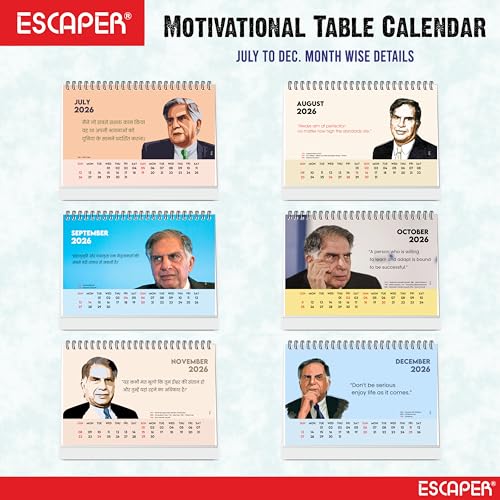 ESCAPER Inspirational 2026 Desk Calendar – Motivational Table Calendar Featuring International Famous Personalities, New Year Gift for Home & Office - Image 3