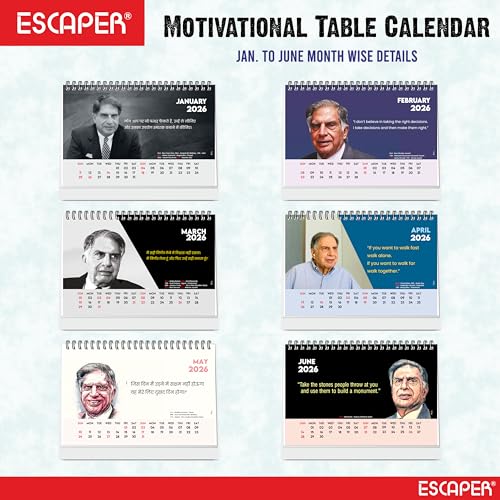 ESCAPER Inspirational 2026 Desk Calendar – Motivational Table Calendar Featuring International Famous Personalities, New Year Gift for Home & Office - Image 2