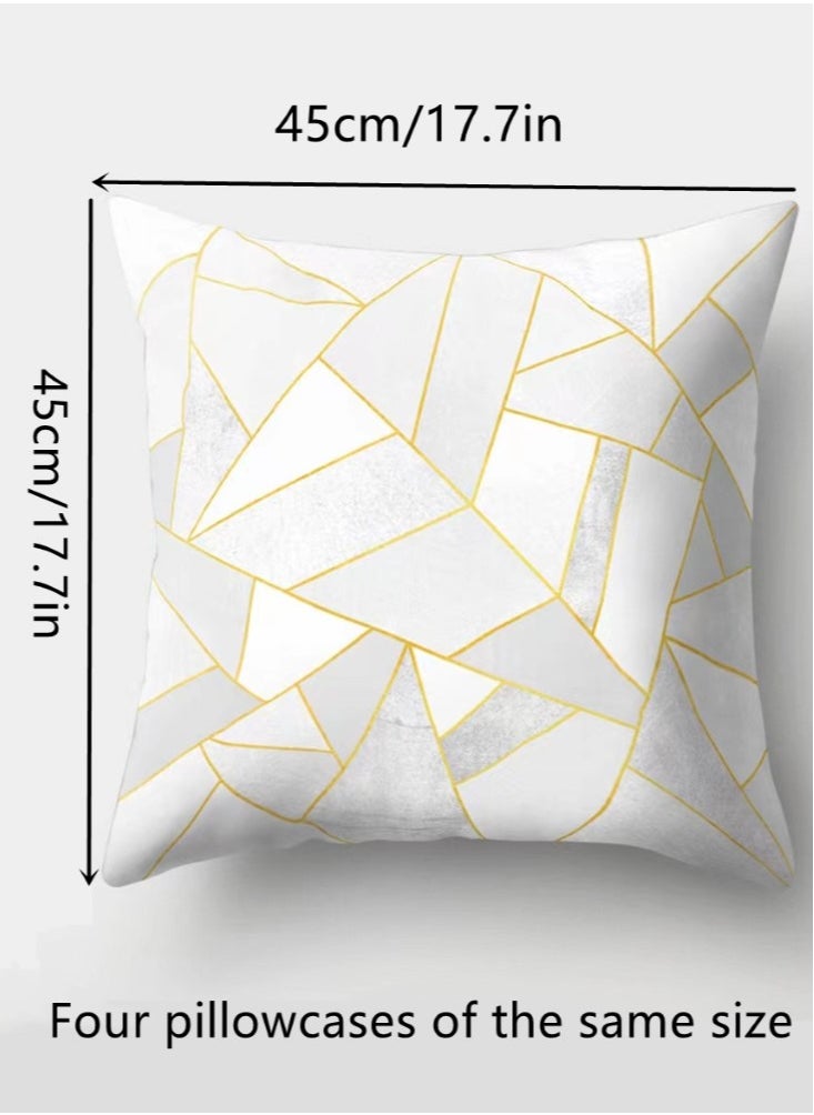Kutis 4-Piece Home Decorative Pillow Covers Plush Throw Pillow Cover Off-White 45x45 Centimeter  - Image 5