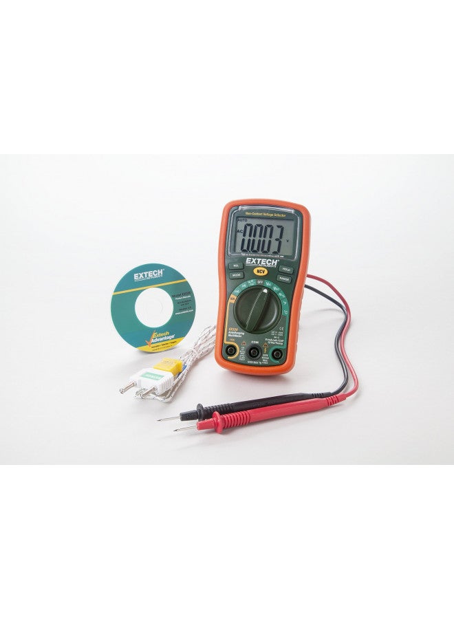Extech EX330 Autoranging Mini Multimeter with NCV and Type K Temperature, orange and green - Image 2