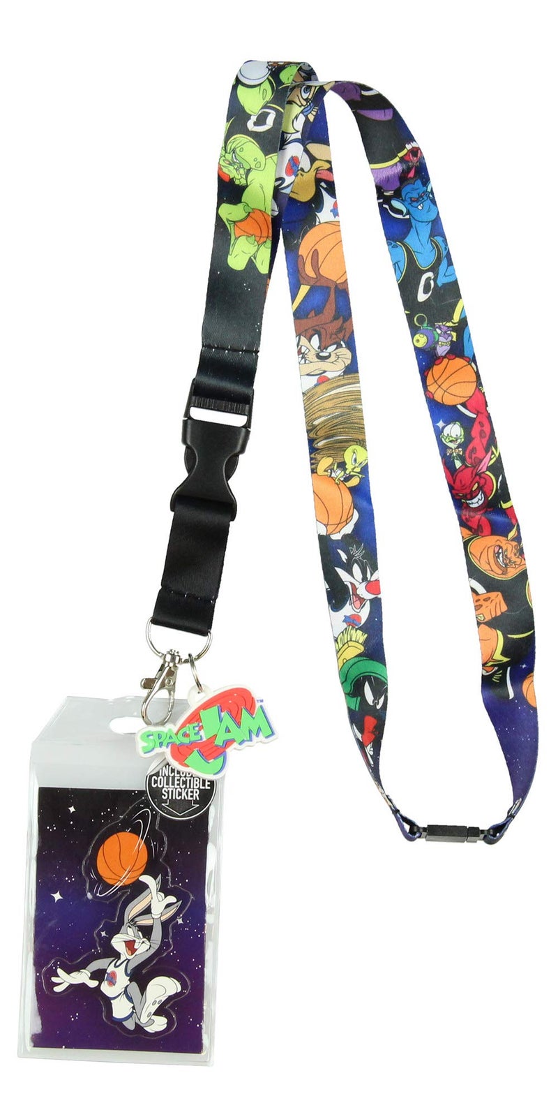 Bioworld Space Jam ToonSquad Vs Monstars Character Lanyard ID Holder With Rubber Charm And Collectible Sticker - Image 1
