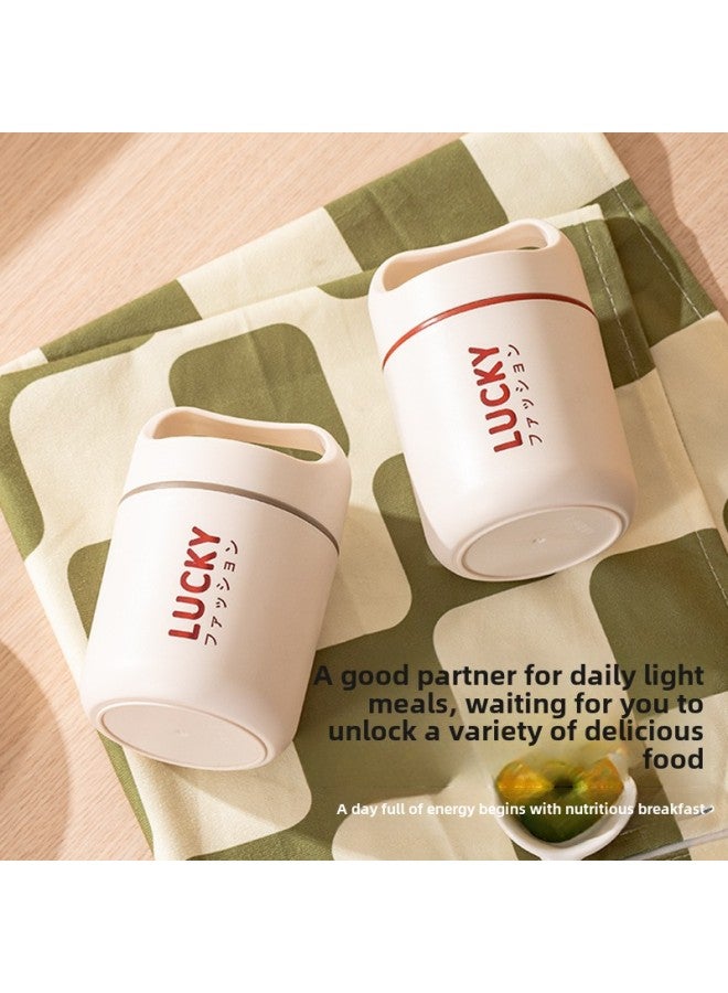 Gift Lunch Box Porridge Cup Breakfast Cup Office Worker Lunch Box Portable Soup Cup 304 Stainless Steel Oat Cup LOGO-Specifications:[PP Liner] 500ML Khaki - Image 3