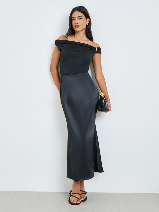 Styli Black Metallic Embellished Off-Shoulder Top - Image 2