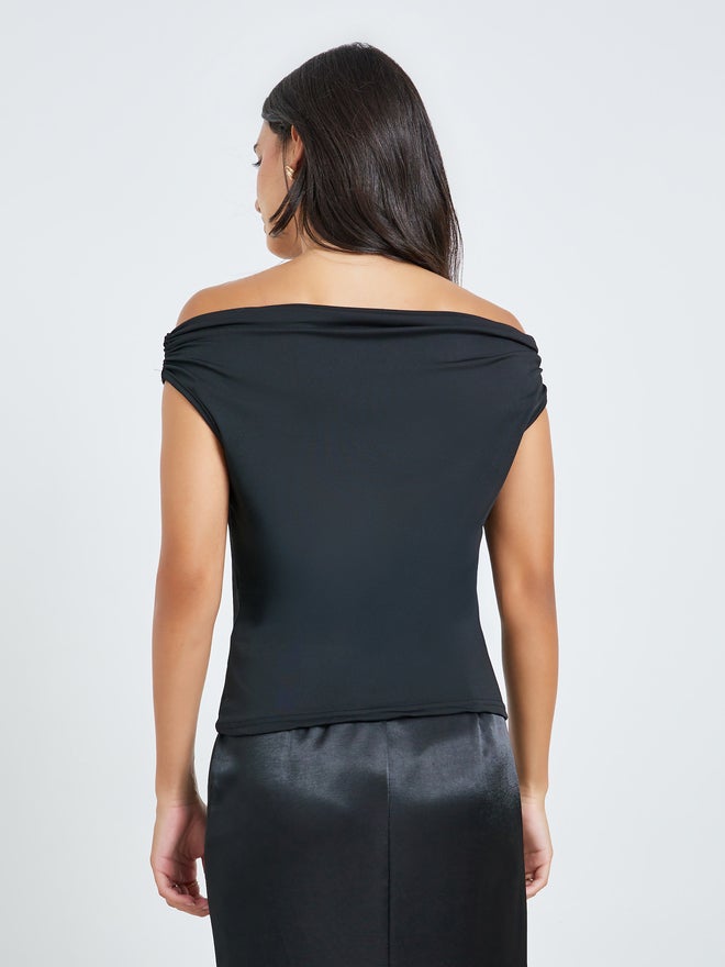 Styli Black Metallic Embellished Off-Shoulder Top - Image 5