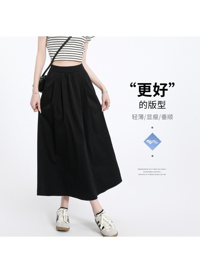 Hstyle Lightweight French Breathable Washed Cotton Skirt 2025 Summer Versatile Slimming Black & White Mini Skirt To Conceal Hips - Image 2