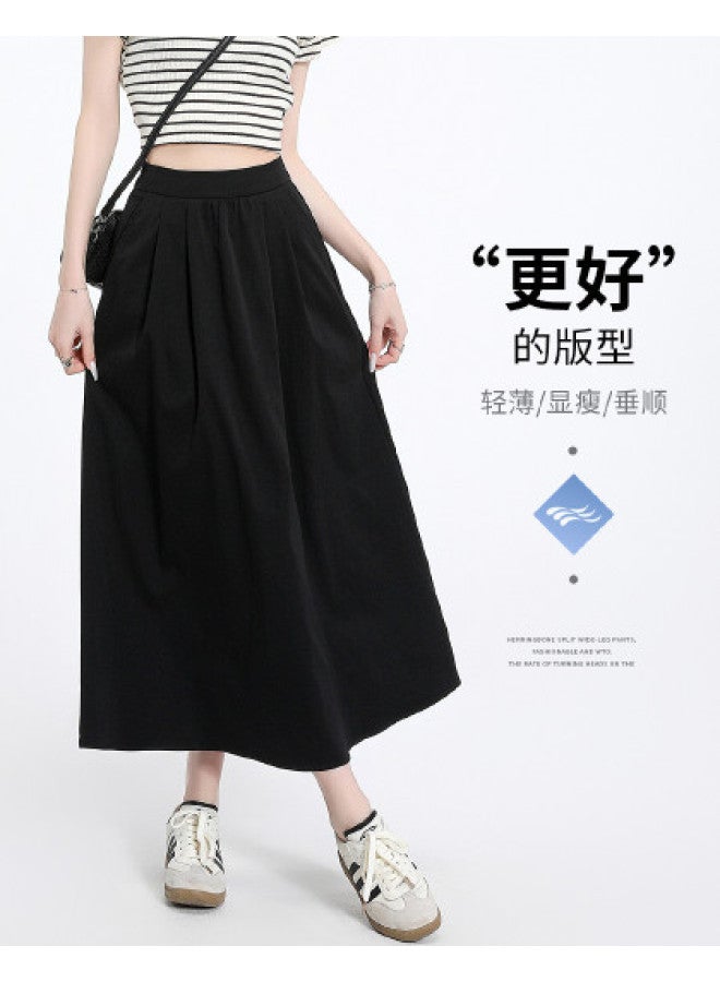 Hstyle Lightweight French Breathable Washed Cotton Skirt 2025 Summer Versatile Slimming Black & White Mini Skirt To Conceal Hips - Image 1