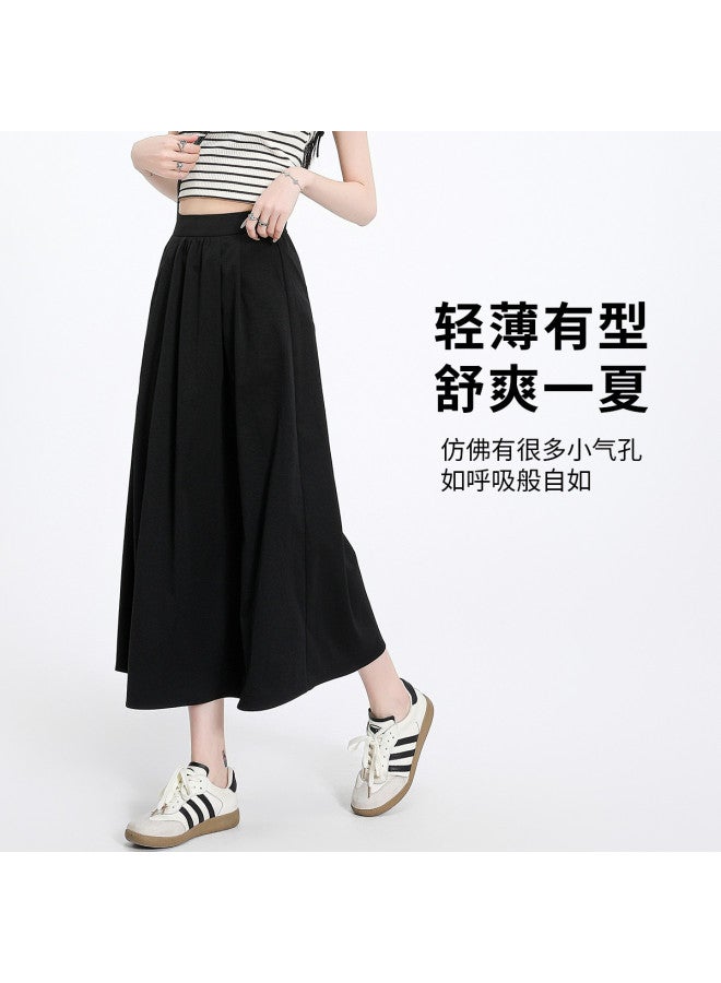 Hstyle Lightweight French Breathable Washed Cotton Skirt 2025 Summer Versatile Slimming Black & White Mini Skirt To Conceal Hips - Image 4