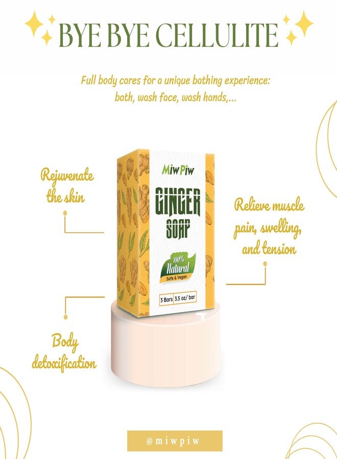 Miw Piw Ginger Soap Lymphatic Drainage Pack 6 - Anti-Cellulite Skin Tightening - Natural Ingredients Detox Soaps for Deep Clean Shower, Detoxification, Rejuvenating - Image 4