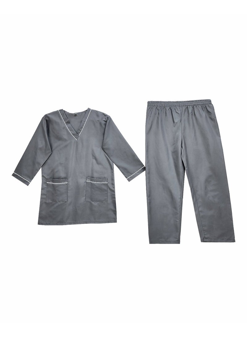 Dee's Fashion Professional Scrub Medical Uniform with Piping, Housemaid uniform 3/4 Sleeve Top and Pants Set - Image 2