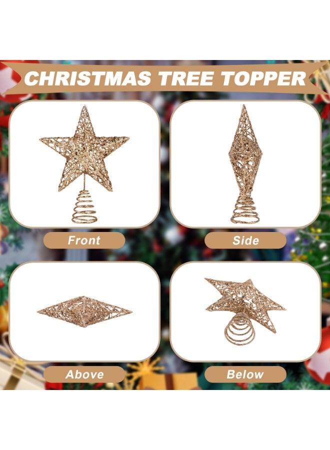 تشيلور غطاء نجمة شجرة عيد الميلاد، زينة لامعة لشجرة عيد الميلاد، زينة حفلات على شكل نجمة، عرض 15 سم/6 بوصات، ارتفاع 20 سم/8 بوصات. - Image 3