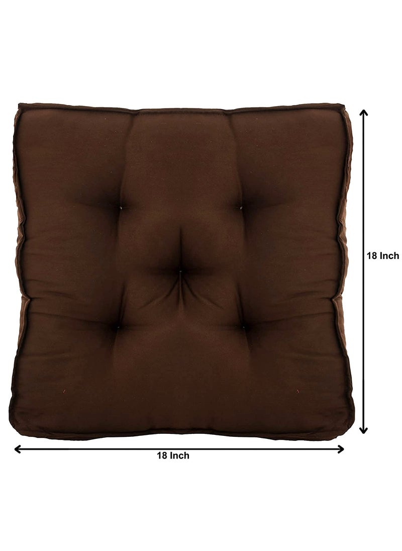 AARON INC AARON INC 3 Pcs Microfiber Square Chair PadCushion 45x45 cm Seat Cushions with Thick Cotton Filler Large Size for Sitting Pooja Dining Table Office Car Outdoor Brown  - Image 5