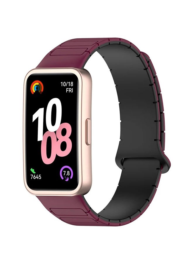 O Ozone Magnetic Loop Strap for Huawei Band 10 | Huawei Band 9 |8 Watch Band, Silicone Sport Strap Watchband, Magnetic Silicone Replacement Wristband-Wine Red - Image 1