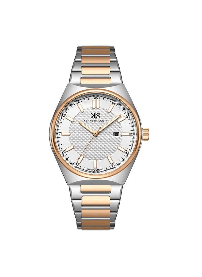 KENNETH SCOTT Men's White  Dial Analog Watch - K24016-KBKW