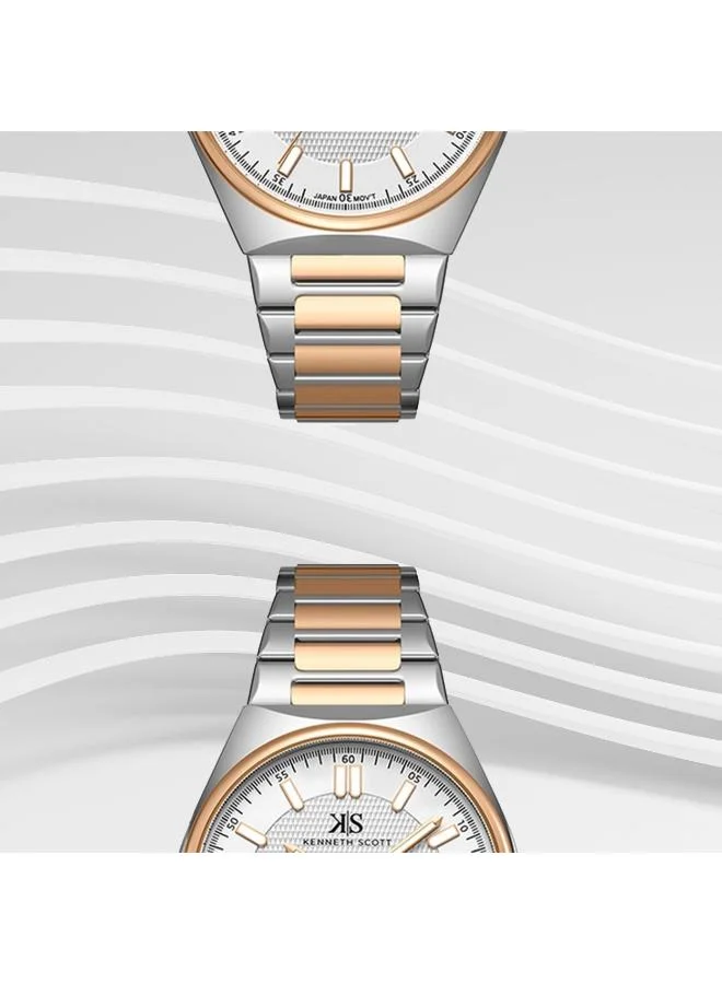 Kenneth Scott White Men's Stainless Steel Analog Watch K24016-KBKW - 42 mm for Men | Best Price UAE