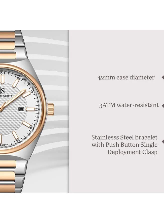 Kenneth Scott White Men's Stainless Steel Analog Watch K24016-KBKW - 42 mm for Men | Best Price UAE