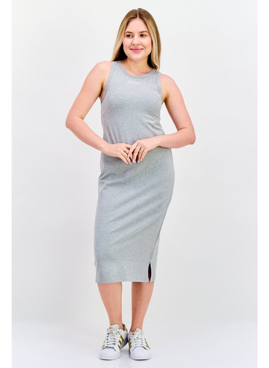 ESPRIT Women Brand Logo Midi Dress, Grey  - Image 1