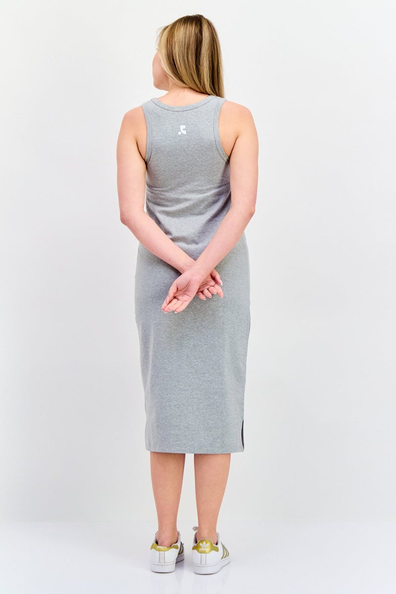 ESPRIT Women Brand Logo Midi Dress, Grey - Image 4