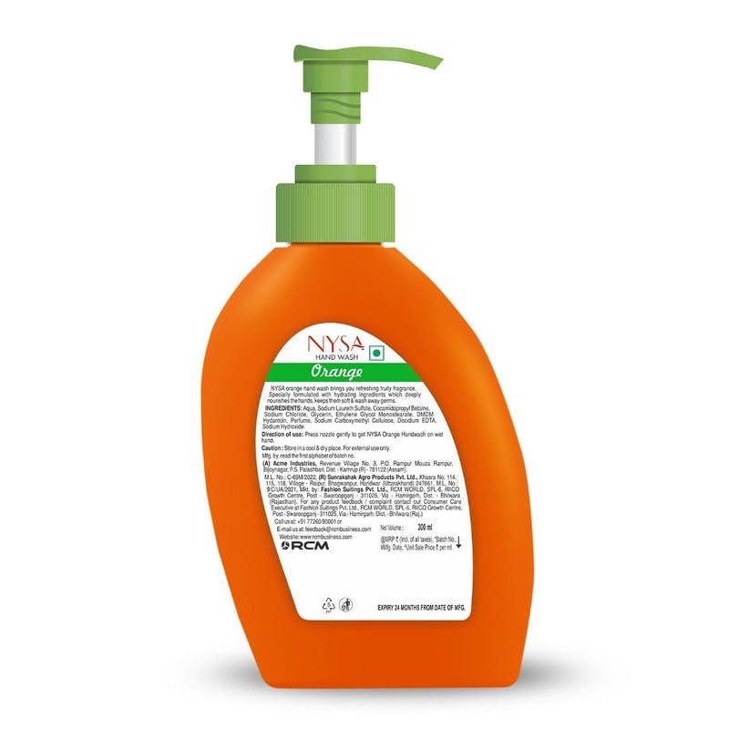 Nysa Orange Handwash(300 Ml) Pack Of 5 - Image 5