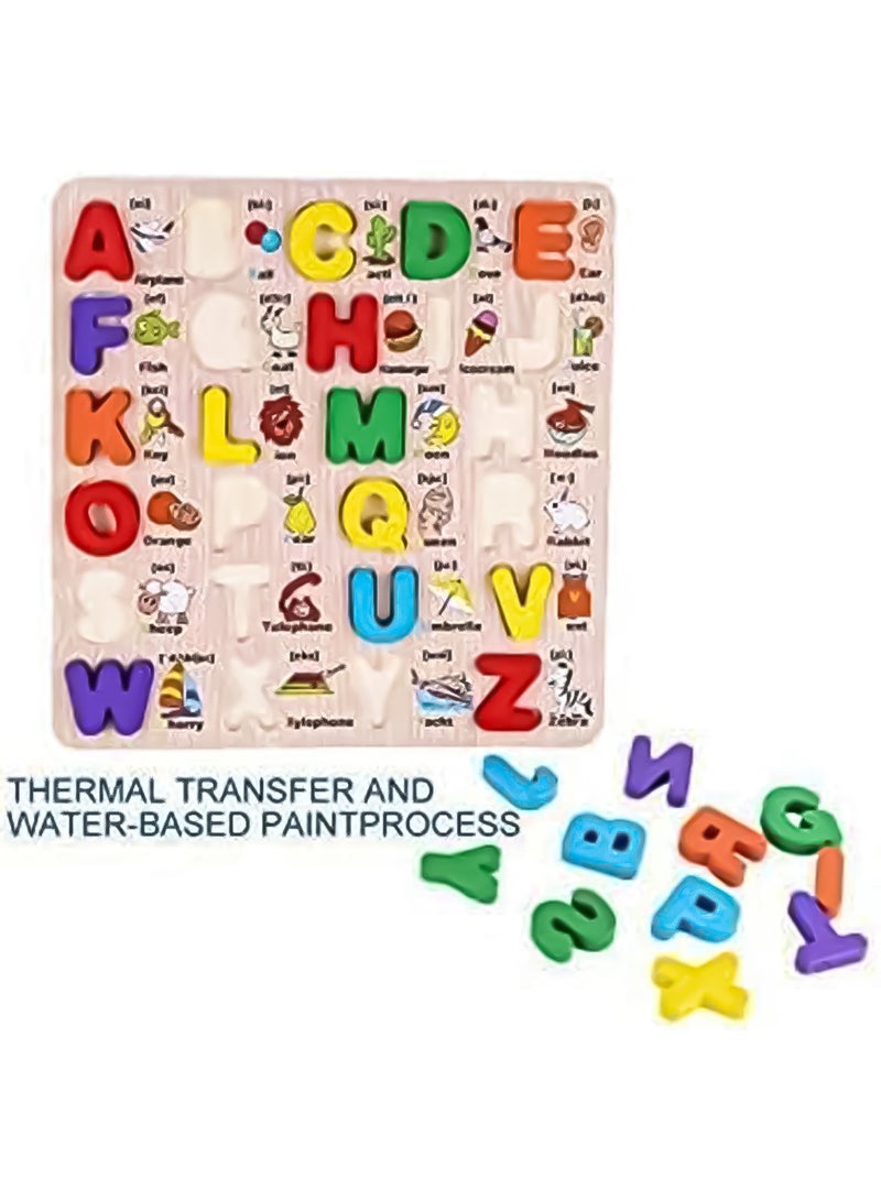 INFLUX Wooden Puzzle Toys – Educational Toys for Girls, Boys, Toddlers & Kids 1-5 | Wooden ABC Learning Board- Educational toy - Jigsaw Puzzles - English Alphabets learning for boys and girls - Image 2