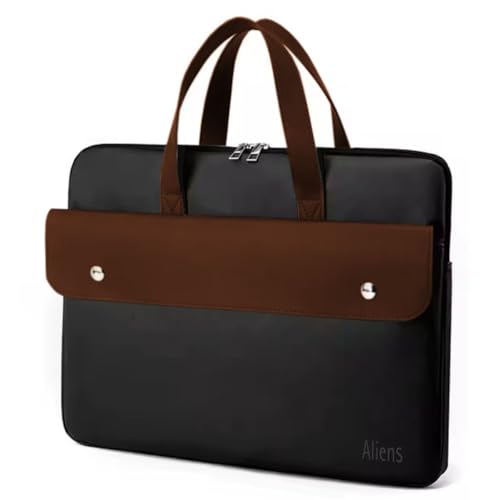 Aliens 14.1" Premium Vegan Leather Laptop Sleeve/Case Cover Bag, Padded Laptop Compartment Office Handbag for MacBook air/pro, Dell, Lenovo, Acer, Asus, Notebook, Tablet, ipad-BLK - Image 1