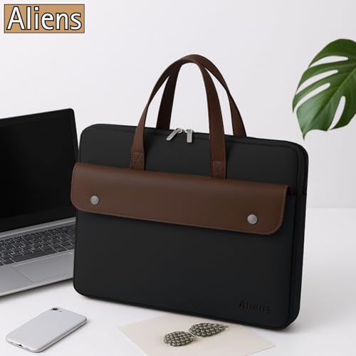 Aliens 14.1" Premium Vegan Leather Laptop Sleeve/Case Cover Bag, Padded Laptop Compartment Office Handbag for MacBook air/pro, Dell, Lenovo, Acer, Asus, Notebook, Tablet, ipad-BLK - Image 5