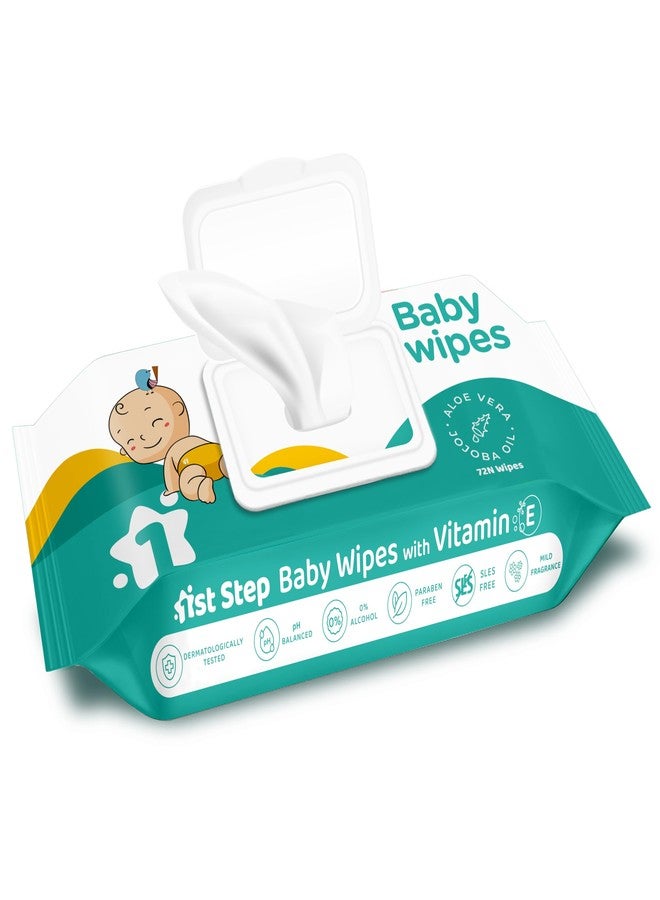 1st Step Baby Wet Wipes with Lid Enriched and Aloe-Vera and Jojoba Oil (72Pcs, Pack Of 1) - Image 1