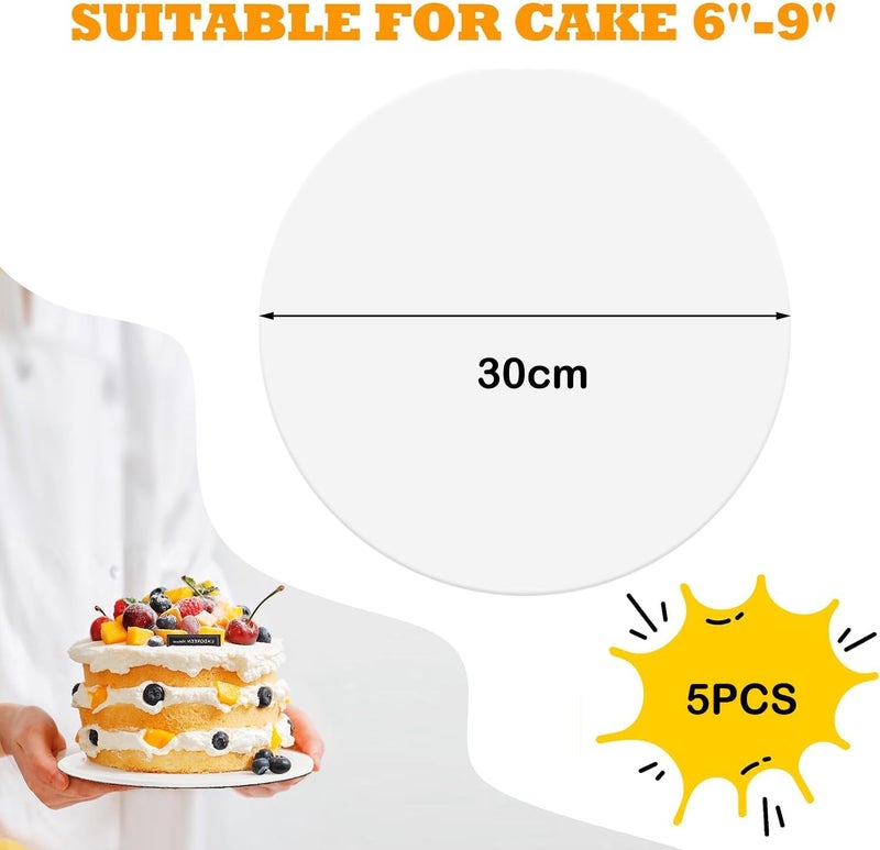 TPGP Wubushan 30 cm Round Cake Plates - Pack of 5, 3 mm Thick Cardboard Baking Accessories - Image 2