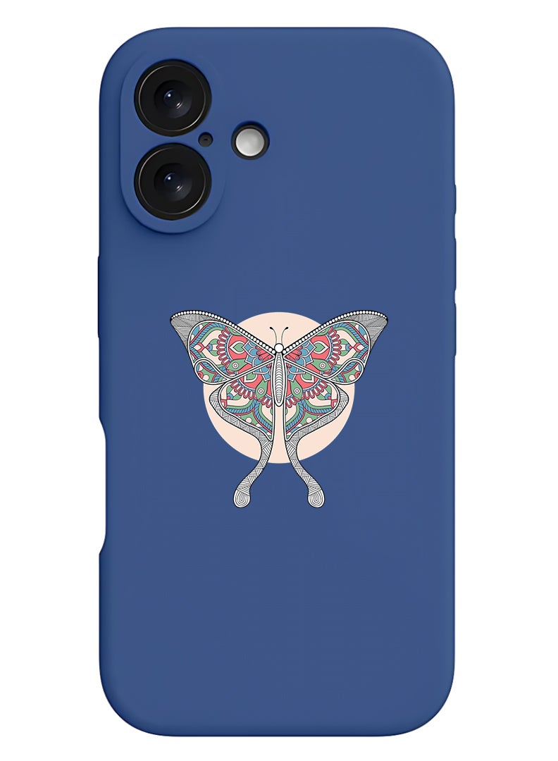 Theodor Protective Slim Fit Case Liquid Silicone Cover with Full Body Protection Anti-Scratch Shockproof Case For Apple iPhone 17 (Blue) Buterfly - Image 1