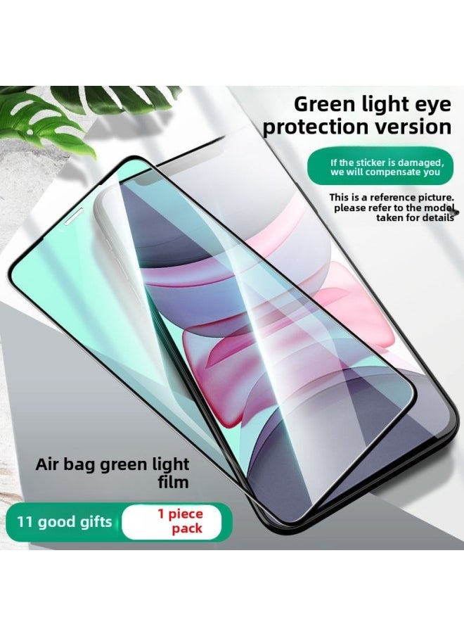Generic Applicable To For Iphone 13 Anti-peep Air Bag Tempered Film For Iphone14pro Full Screen Green Light 12 Anti-drop 11 Tempered Film Max-Colour:Full Airbag❤Eye Protection Green Light Model 1 Piece Air Bag Edge Anti-fall Gift-Size:For Iphone 11 Pro Max  - Image 1