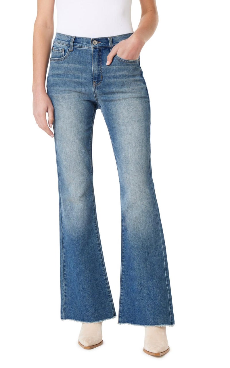 WallFlower Women's Fearless Curvy Super Flare High Rise Insta Vintage Juniors Jeans, Relle, 5 - Image 1